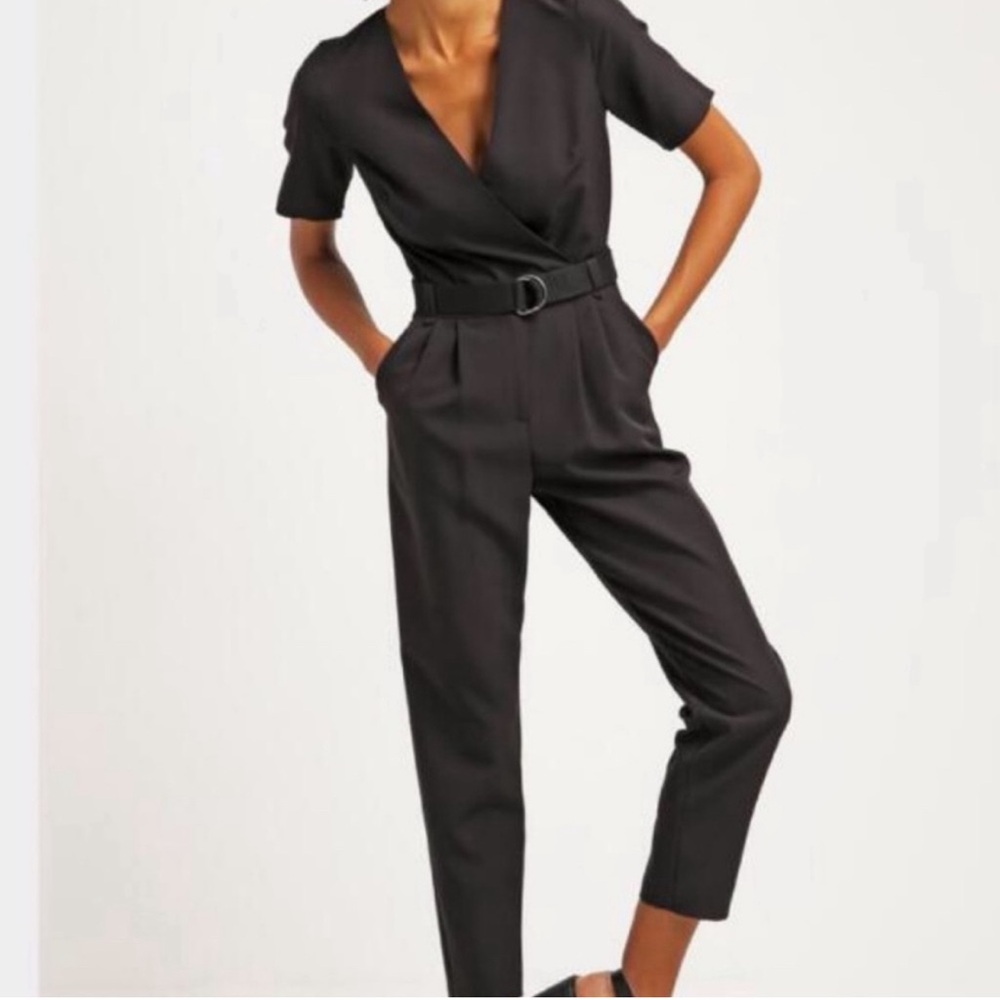 TopShop Black Belted Jumpsuit